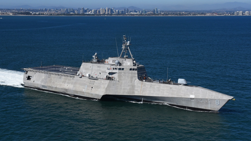 Littoral Combat Ship USS Montgomery departing San Diego, June 2018.